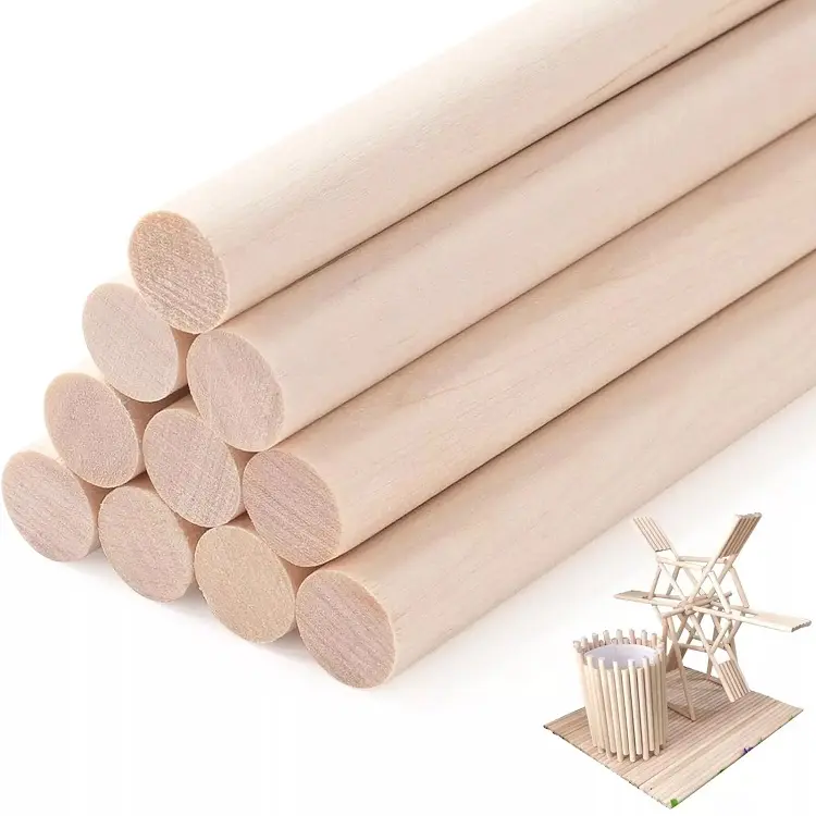 Palos artesanales de madera Jumbo de 48 pulgadas/1219mm, varillas de madera, palo de madera redondo de haya Natural para manualidades, boda DIY