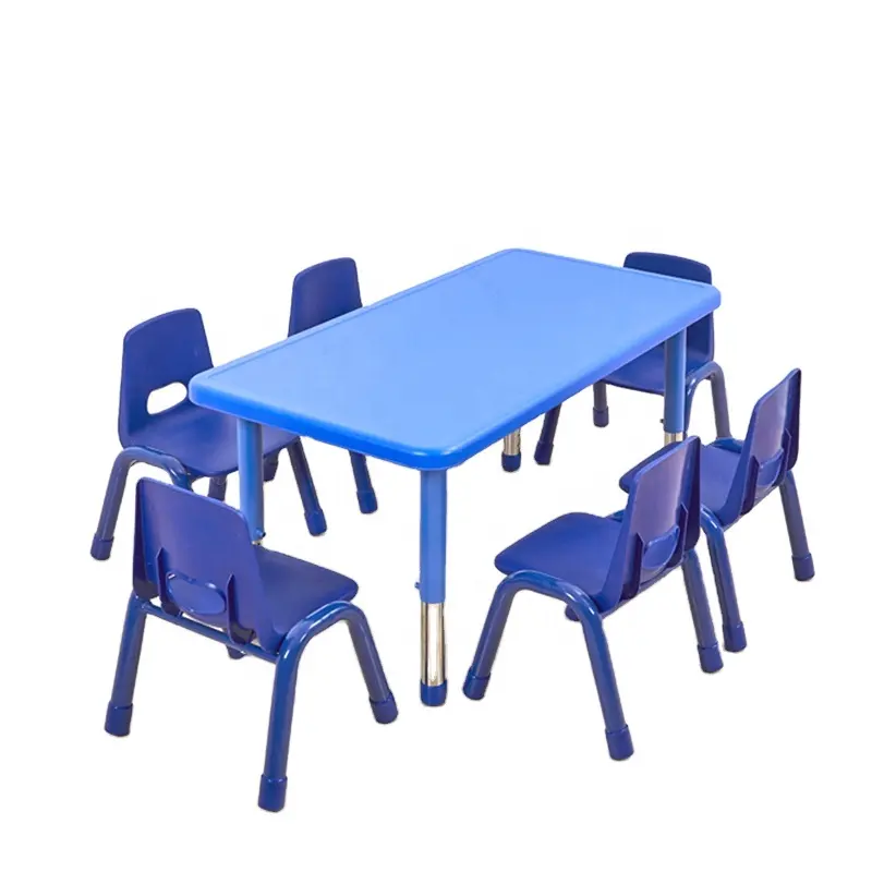 Conjunto de cadeiras e mesas de plástico, conjunto de altura ajustável para crianças, móveis de jardim de infância