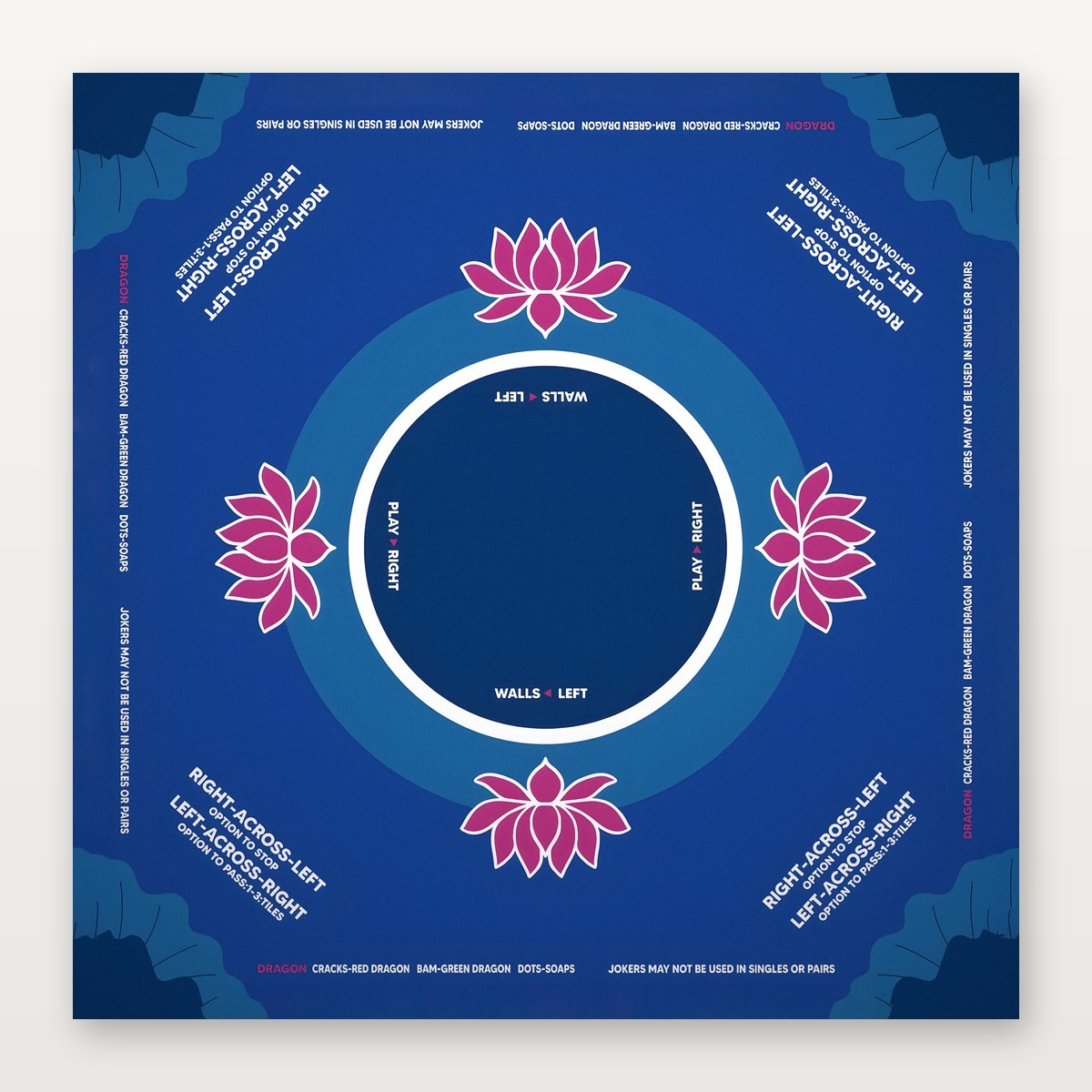 Tapis de mahjong lotus bleu
