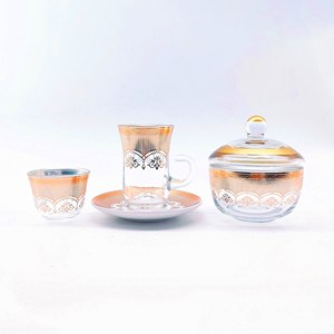 金色彩色玻璃茶杯套装阿拉伯茶具斋月饮食盘 - Product Image 5