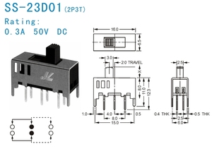 SS-23D01 0.3A 50vdc hot-bán thu nhỏ defond 8 posit Máy sấy tóc on off 3 Way Fan trượt thiết bị chuyển mạch - Product Image 4