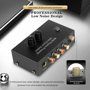 PP500 <strong>4</strong> Channel Phono Preamplifier with Level Volume Control, RCA <strong>Input</strong> and <strong>Output</strong>, <strong>1</strong>/<strong>4</strong>&quot; TRS <strong>Output</strong> for Vinyl Record Player