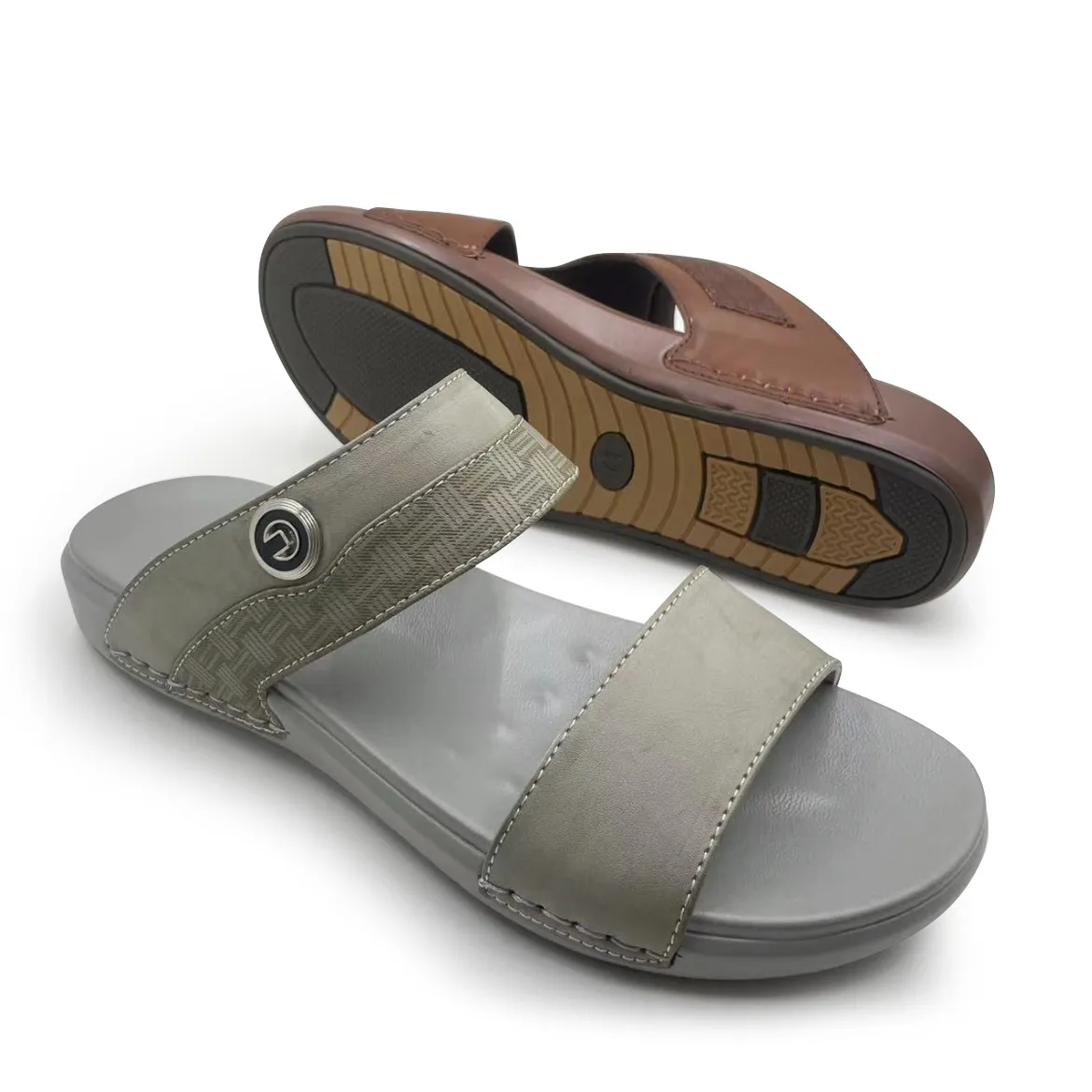 Outdoor Wear Homens Sandálias Toe Cobrindo Flat Round Toe Beach Shoes Sandálias Inferior Macio