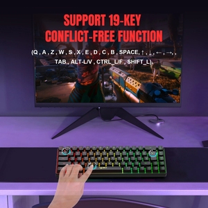 HXSJ V200 Gaming <strong>Keyboard</strong> 65 Percent Gamer Teclado Compact 68 <strong>Keys</strong> LED Backlit <strong>Computer</strong> PC Wired White Mechanical <strong>Keyboard</strong> - Product Image 3