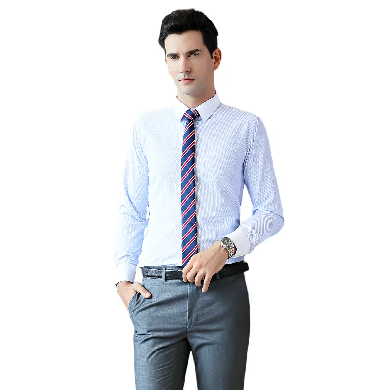 T381 NOVA Moda Trabalho Negócios Manga Longa Camisa Ocidental Formal De Fibra De Bambu Camisas Formais para Homens