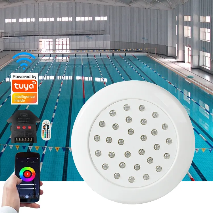 Refletor de resina ultrafino rgb à prova d'água, refletor de dc12v com controle remoto ip68 para piscina