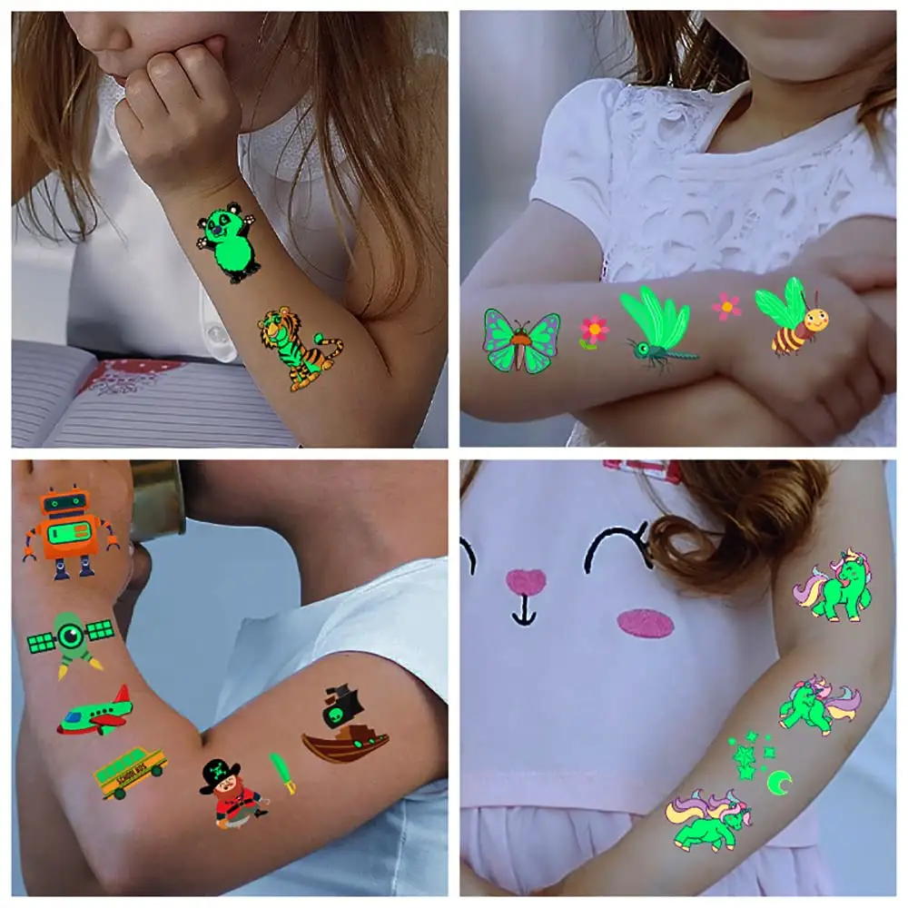 Cartoon Verlichte Tattoo Stickers Voor Op Maat Gemaakte Kindertatoeages Op Het Gezicht En De Armen