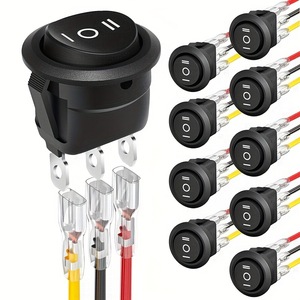 Interruttore a Bilanciere Nero KCD11 Rotondo 20mm 3-Pin 3-Posizioni con Terminale a Filo - Product Image 1