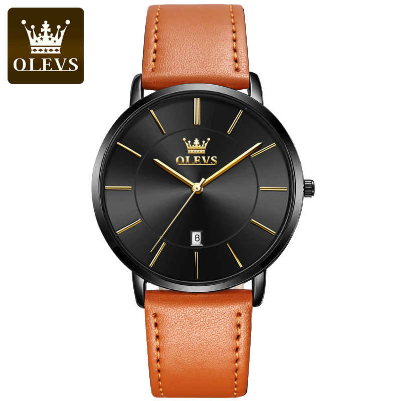 5 black dial black case yellow belt - for men