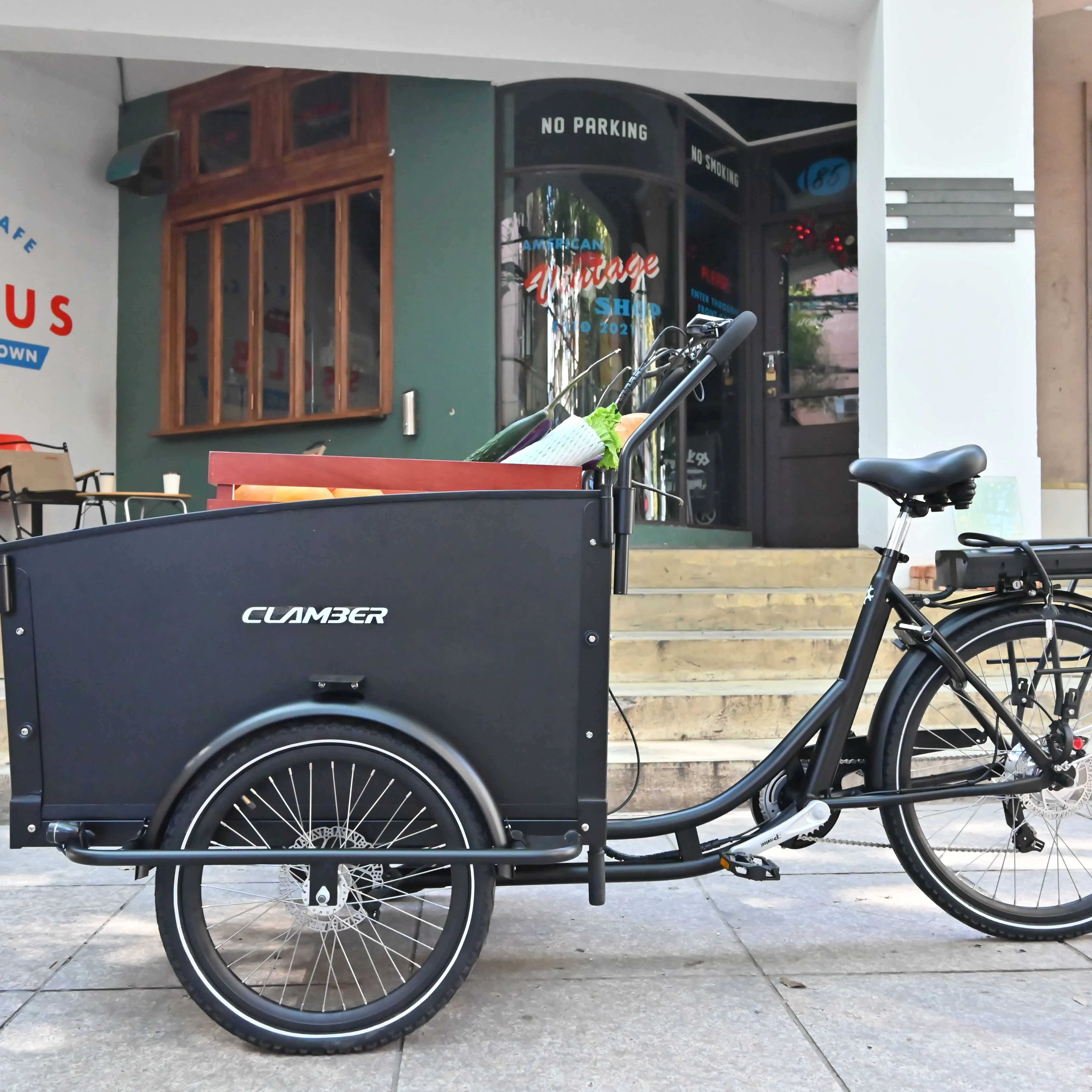 Usine de polissage, vélo Cargo électrique, moteur de moyeu arrière, frein hydraulique, Tricycle à 3 roues, transport d'enfants et de marchandises