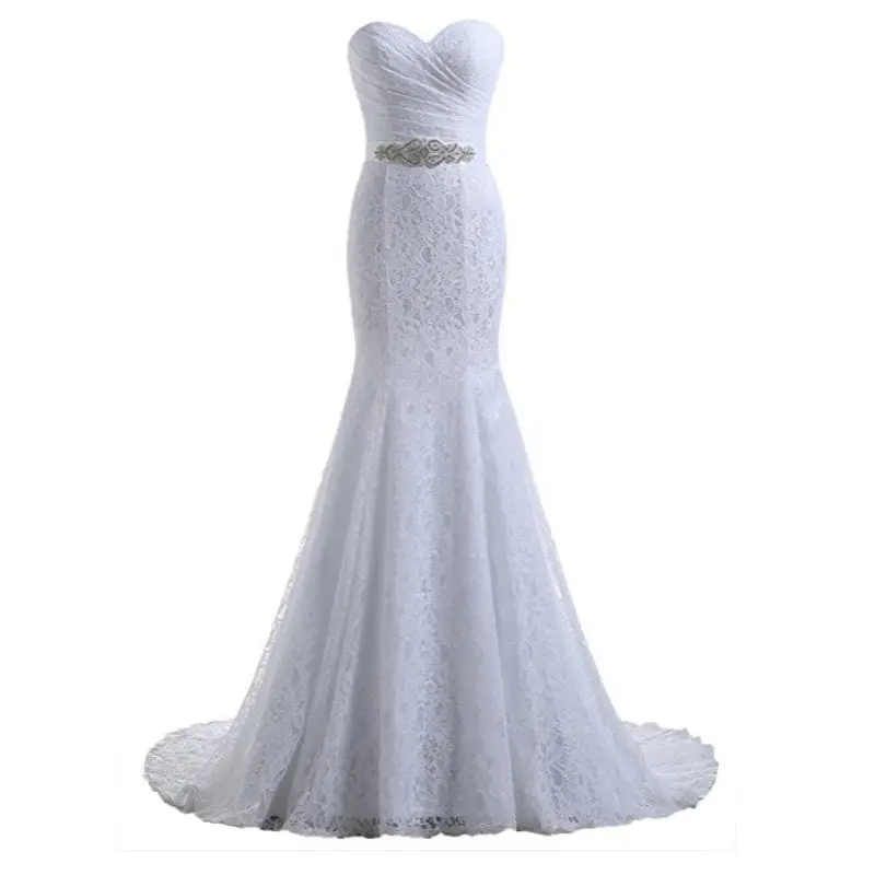 2019 nuovo modello illusion senza spalline lace up abiti da sposa a buon mercato abito da sposa con il treno