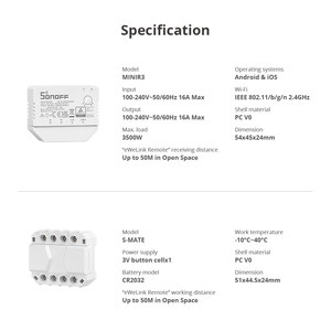 SONOFF Wifi Smart Switch Mate No Neutral MINIR3 / S-MATE Wire eWeLink remote control per Smart Home - Product Image 5