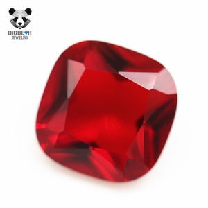 Faceted cut yastık kesim kırmızı kristal cam gevşek taş yastık şekli sentetik kristal cam taşlar kan kırmızı cam taşlar - Product Image 5