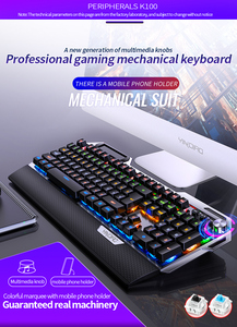104-Key Wired RGB Gaming Mechanical Desktop <strong>Keyboard</strong> with Knob Multifunction PC <strong>Keyboard</strong> - Product Image 2