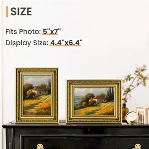Tường trang trí nội thất Tabletop hiển thị vàng trang trí công phu Vintage 5x7 khung ảnh 5x7 hình ảnh khung với kính thực - Product Image 3