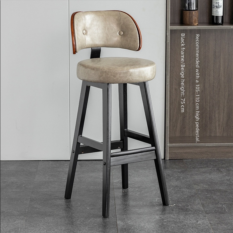 black solid wood feet-gray leather