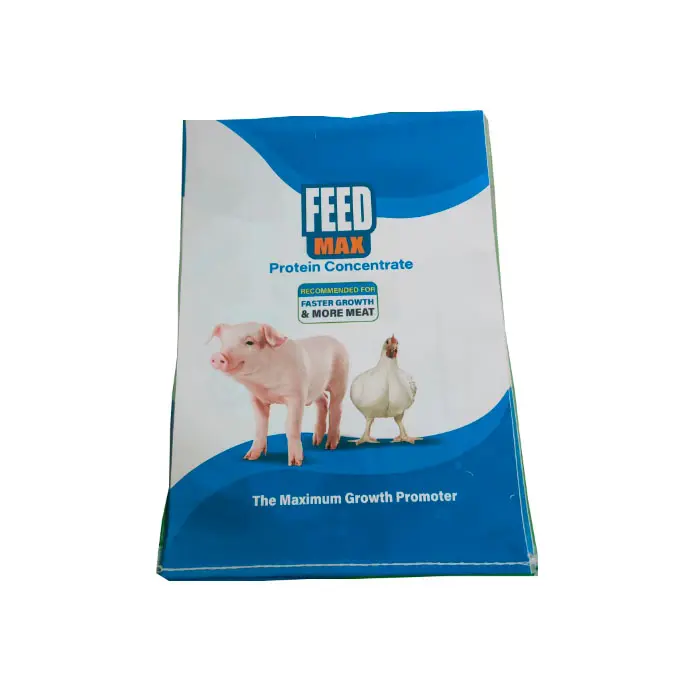 Sacchetti di imballaggio in tessuto pp laminato bopp di plastica vuoti per imballaggio di mangime per bovini da cavallo di pollo di maiale 20kg 10kg