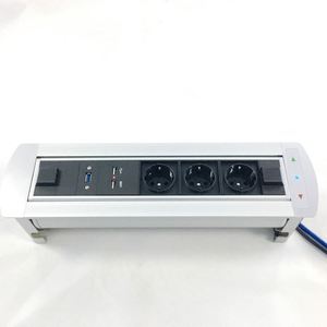 Aleación de aluminio 220V 250V 16A Motorizado Oculto Girado Alemania Flip up Socket de escritorio con cargador USB y caja de cable de datos - Product Image 2