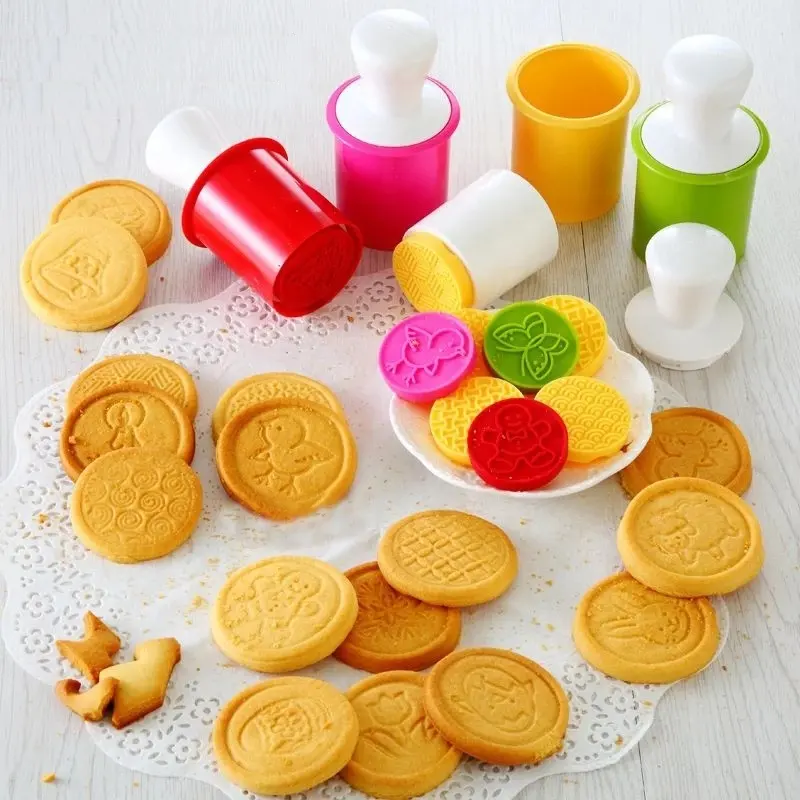 De dibujos animados galletas sellos moldes 6 unids/lote émbolo Fondant de Chocolate pastel impresora cortador utensilios para hornear cocina DIY herramientas de Decoración de Pastel