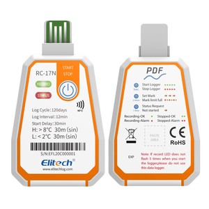 Elitech-Miniregistrador DE DATOS USB, Registrador de temperatura de un solo uso, plástico de una sola vez, Pdf, compatible con OEM y ODM, función NFC, 2 unidades, 1 unidad