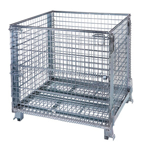 Jaula de almacenamiento de acero logístico de soldadura de metal galvanizado contenedor de malla de alambre plegable - Product Image 6