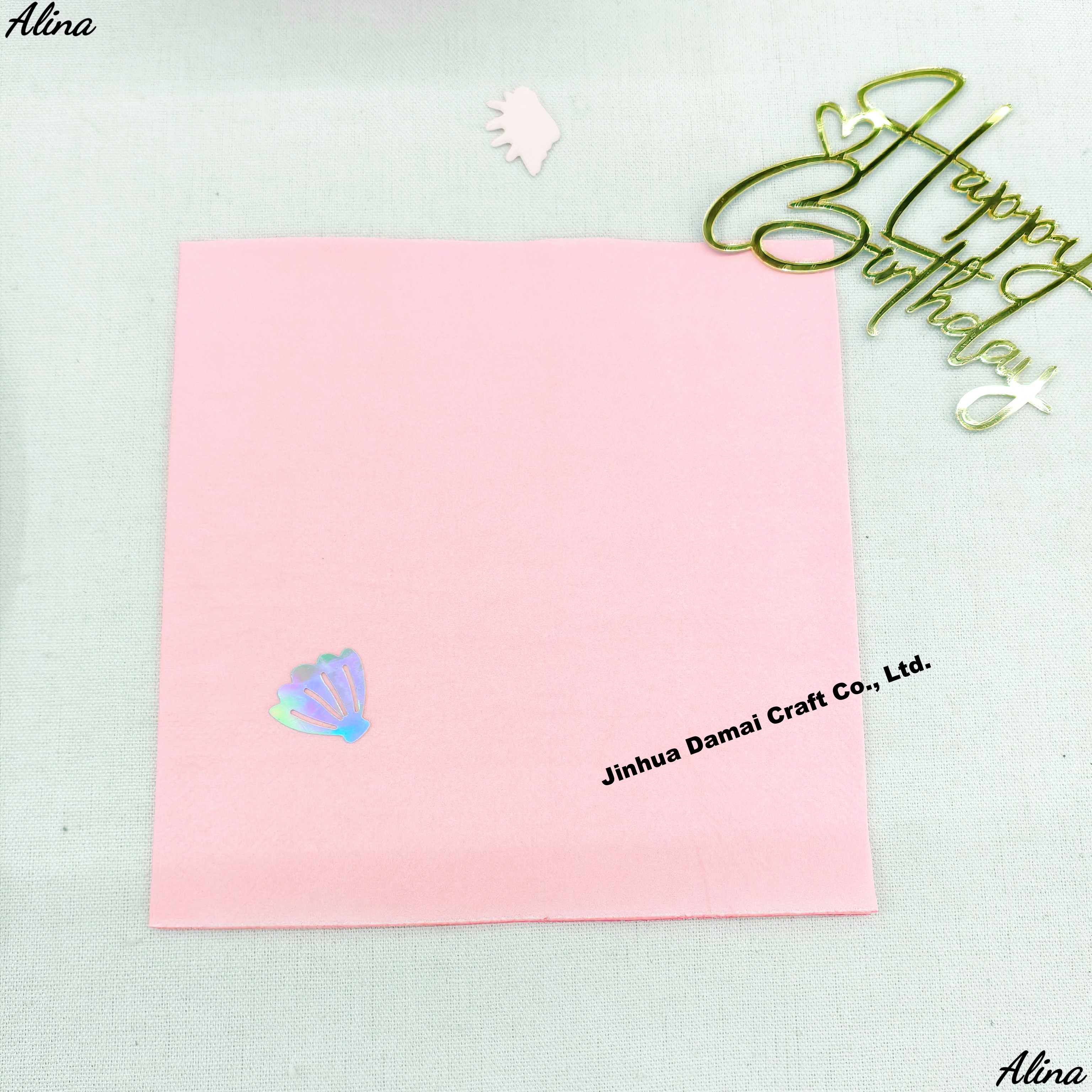 ผ้าเช็ดปากสีชมพู 33ซม.*20ชิ้น