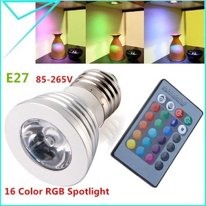E27 E14 GU10 <strong>GU5.3</strong> MR16 RGB <strong>LED</strong> Spotlight Bulb 3W Dimmable Bombilla <strong>Led</strong> Gu10 220V 110V <strong>12V</strong> Stage Light + 24key Remote Control - Product Image 4