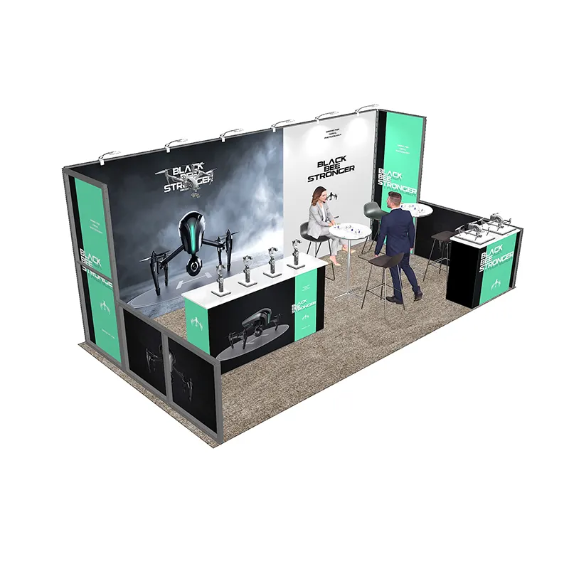 Cabine de exposição de alumínio modular 3x6 para feiras comerciais, cabine de exposição portátil 10x20