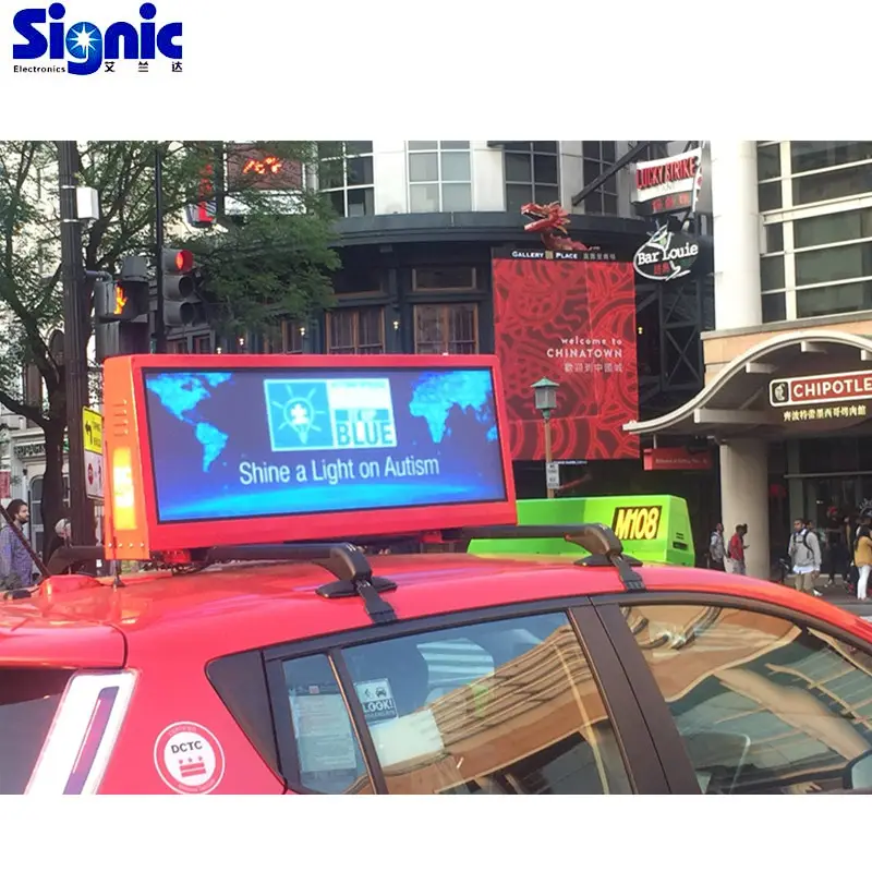 Letrero LED para Taxi, pantalla de publicidad giratoria para montaje en techo