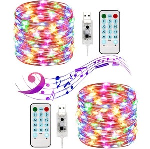 Waterproof <strong>LED</strong> Fairy <strong>Lights</strong> <strong>with</strong> Music Sound Control 5M 10M Battery Operated 8 Modes <strong>Timer</strong> <strong>String</strong> Copper Remote for Christmas - Product Image 1