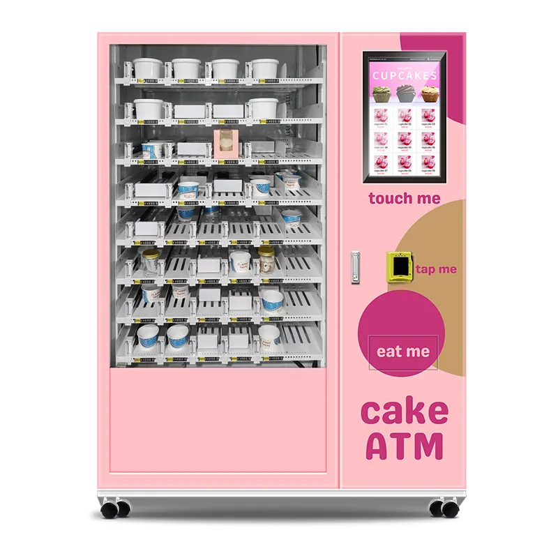 Kuchen automat 21,5 Zoll Touchscreen Cupcake Snacks Automaten Münz schein und Kartenleser auf dem Automaten