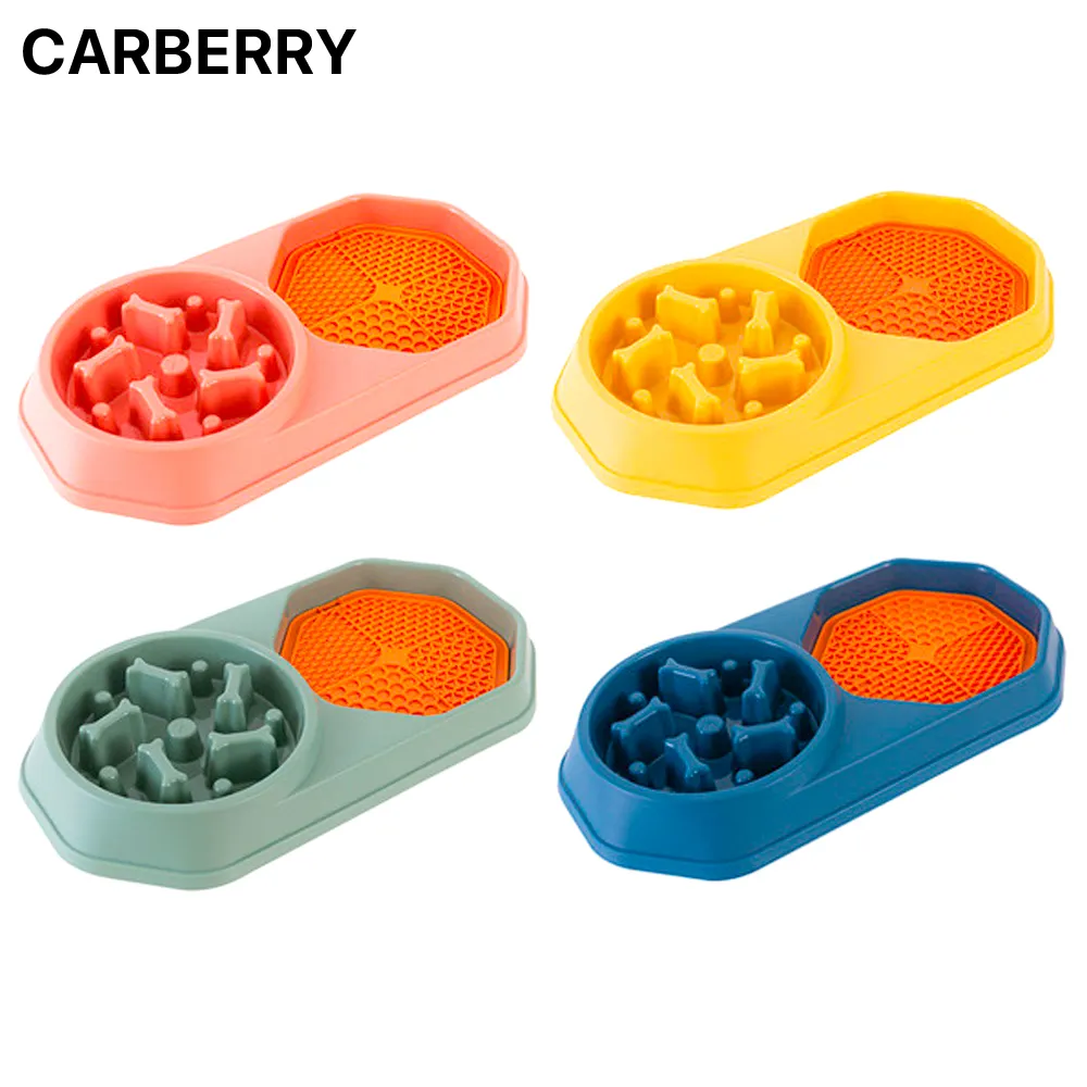 CARBERRY 2 in 1 slow feeder dog bowl dog lick mat Pet dog slow feeder bowl & Pet Lick Mat cats eating silicone