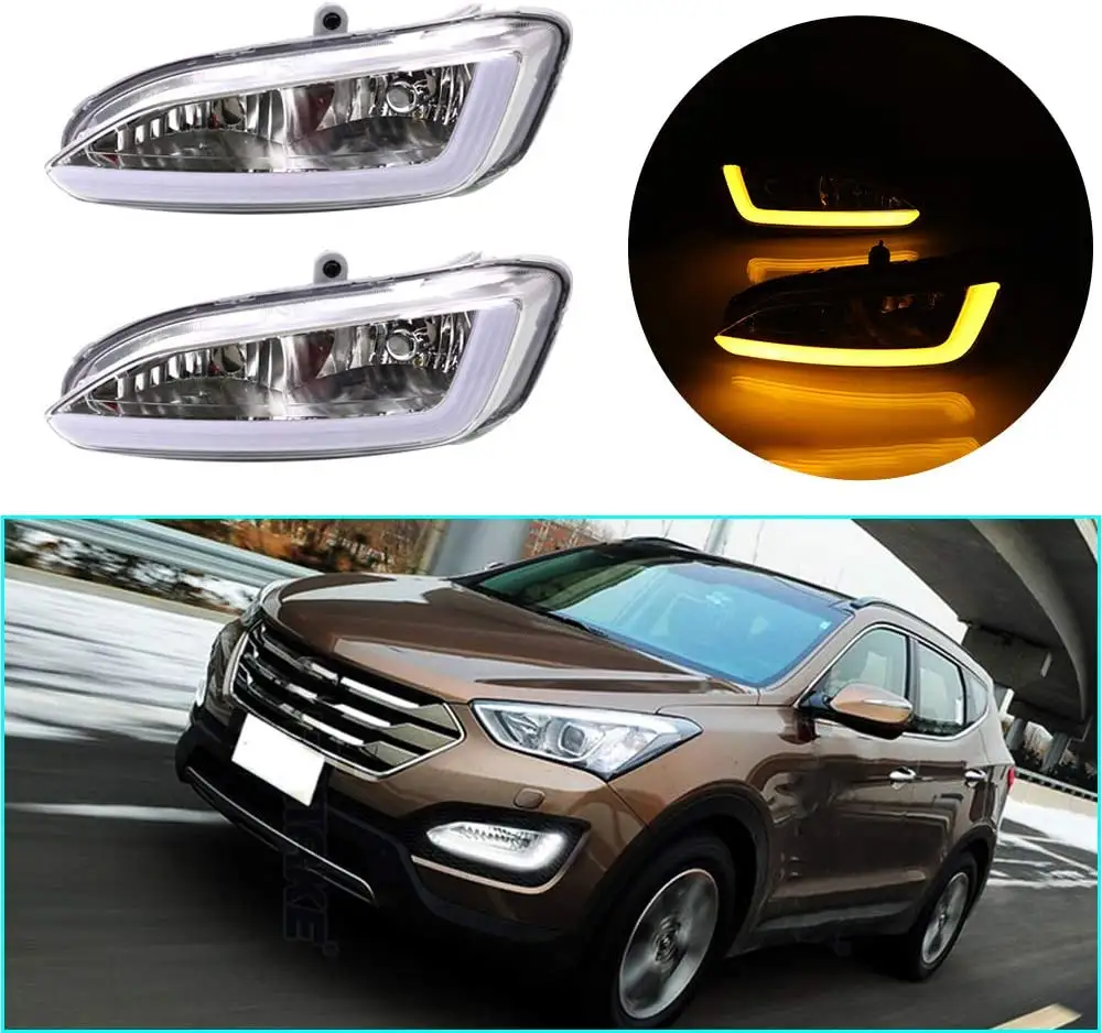 Luz LED DRL de doble Color para Hyundai Santa Fe 2013 2014 2015, lámpara antiniebla, luces automotrices decorativas, accesorios exteriores