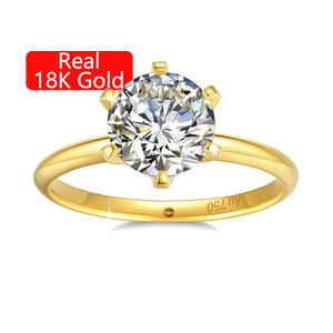เครื่องประดับทองขายส่ง2ct 1CT 0.5ct เพชรโมอิส0.3ct สำหรับผู้หญิงแหวนหมั้นงานแต่งงานแหวนกลวง18K แหวนทอง5D - Product Image 1