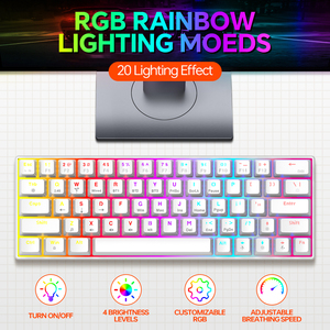 Teclado mecánico T30 con cable, retroiluminación RGB, inalámbrico, 2,4G, Bluetooth, 63 teclas, tableta, ordenador de escritorio, teclado de juego de deportes electrónicos - Product Image 6