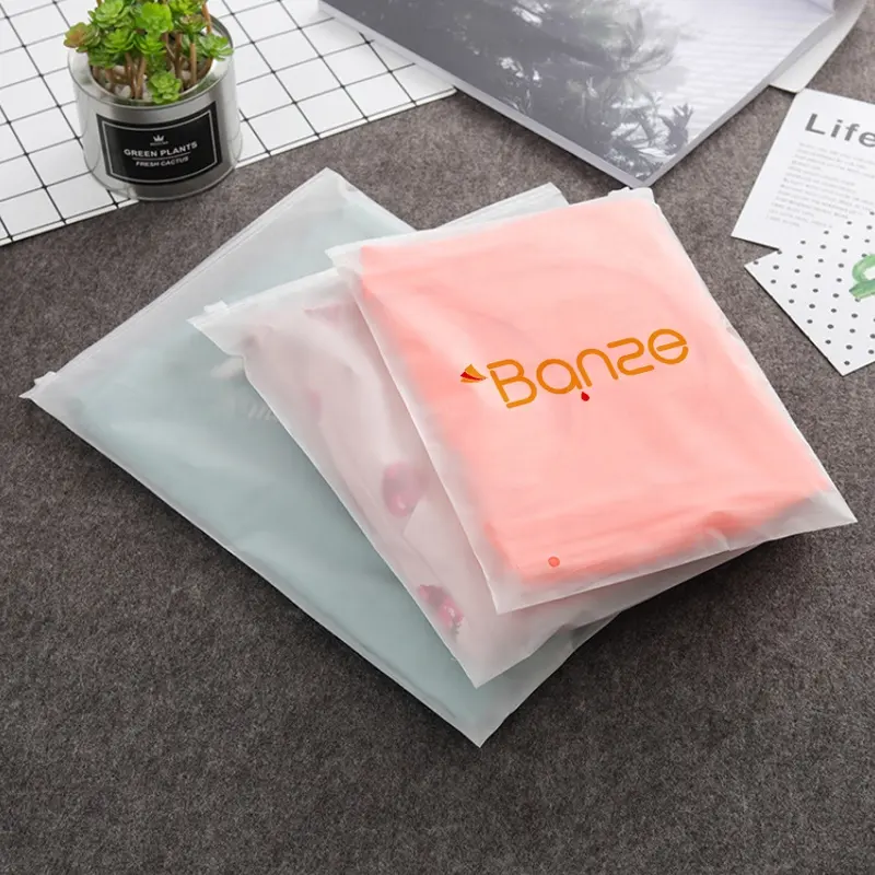 Plastic Packaging Bagcheap Own Logo Clothing Garment Clothes T Shirt Packing Zip Lock Pvc Frosted
