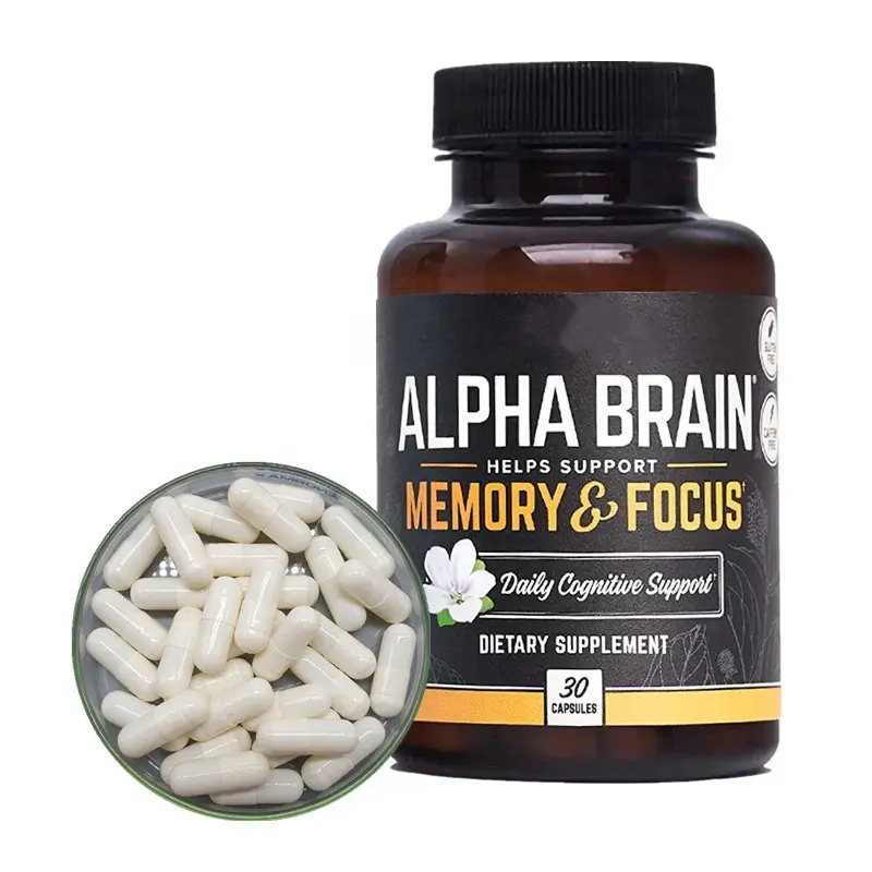 Alpha Brain Premium Nootropic Brain Supplement capsule Focus gratuite per concentrazione/supporto cervello e memoria