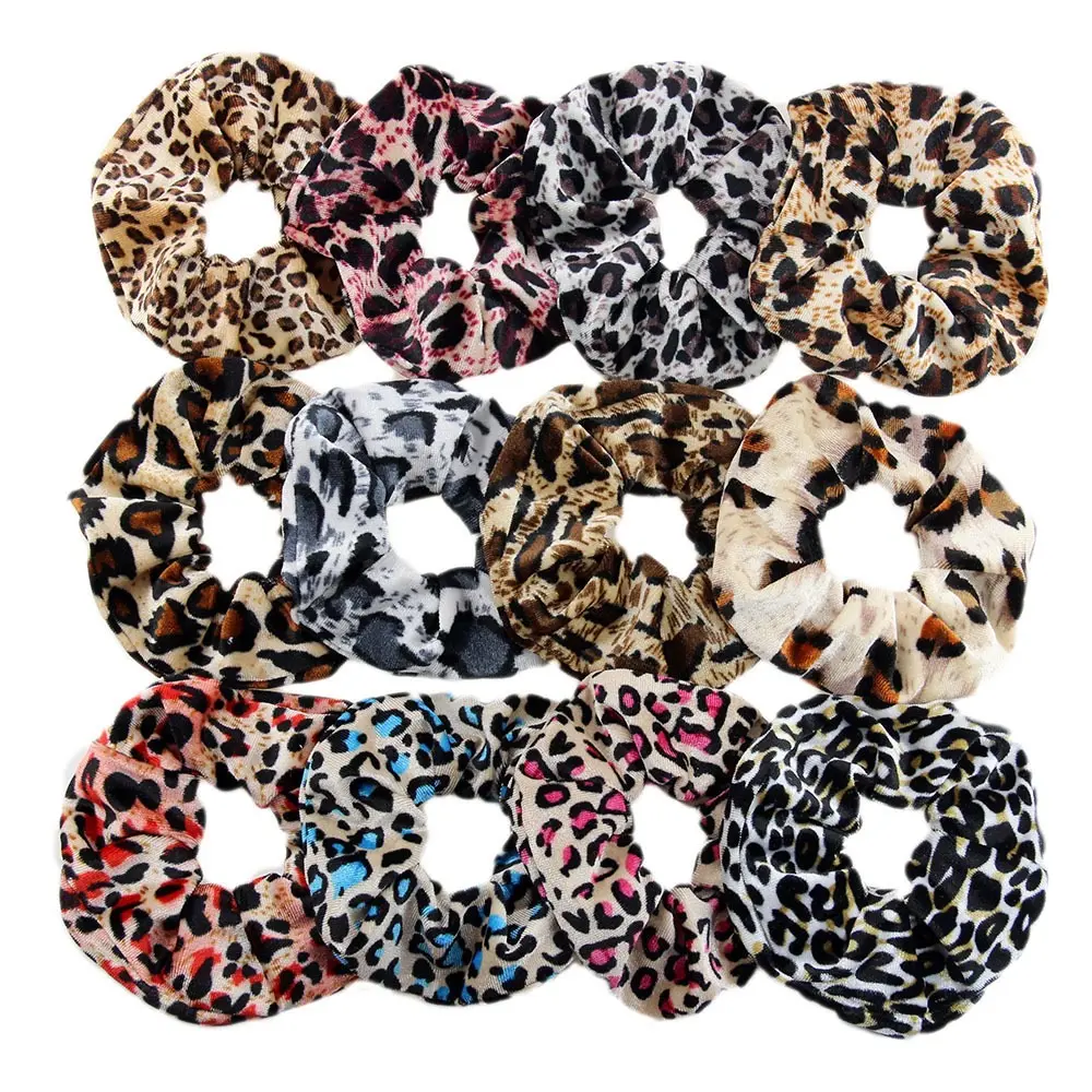Estilo animal leopardo impressão cabelo Scrunchies Cheetah Scrunchie leopardo cabelo gravatas elásticas Bobbles veludo leopardo Scrunchies