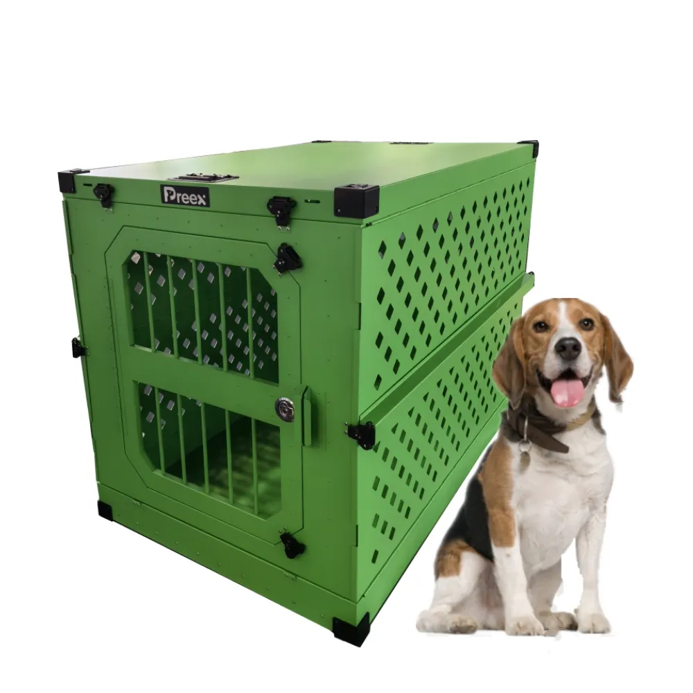 Vente en gros de caisses de voyage confortables et pliables pour chiens Chenil extérieur pliable en aluminium pour chiens