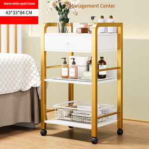 Beyaz basit üç katmanlı depolama aracı sepeti çok yönlü evrensel tekerlekler hassas taşımak kolay Salon mobilya aracı arabaları - Product Image 2