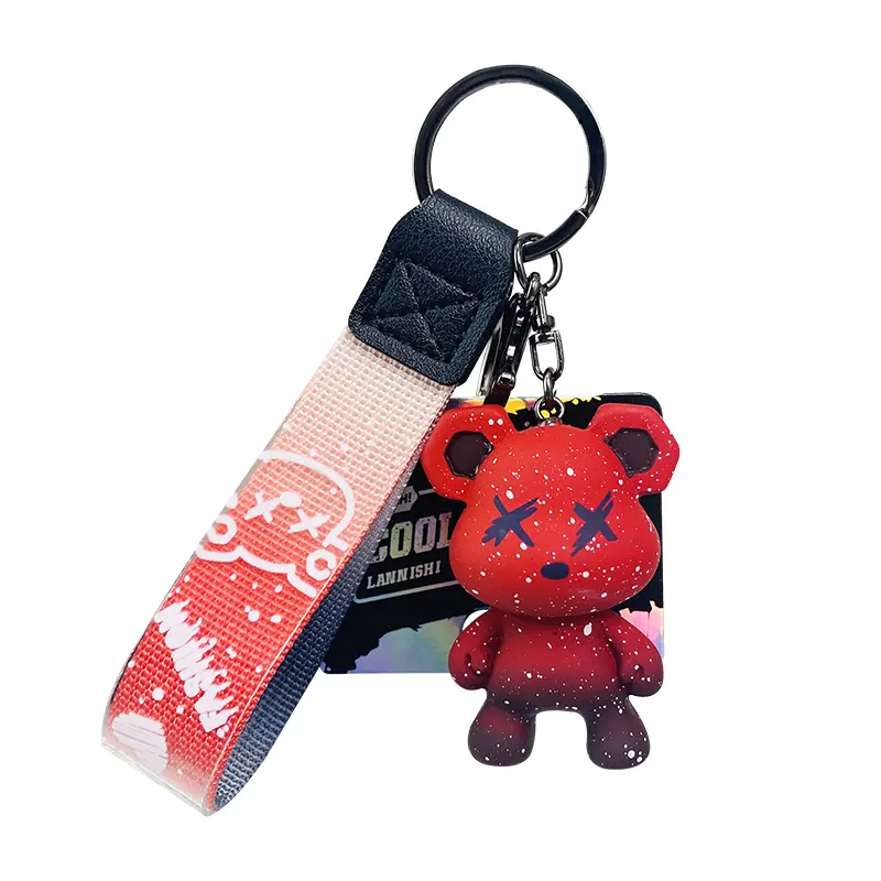 Cặp Túi Mặt Dây Chuyền Phụ Kiện Xe Hơi Phim Hoạt Hình Gradient Búp Bê Tắc Kè Hoa Gấu Keychain