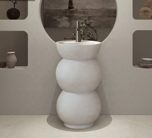 Không thường xuyên hiện đại phong cách Bắc Âu trắng handmade manmake Đá Nhân Tạo phòng tắm đứng rửa lưu vực bệ bồn rửa - Product Image 5