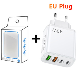 Venda quente 40W 2C + 2A Quick Charge <span class=keywords><strong>Adapter</strong></span> QC3.0 PD Carregador Função Adaptativa 1.5A Saída Desktop UE/EUA Carregador de Viagem Padrão