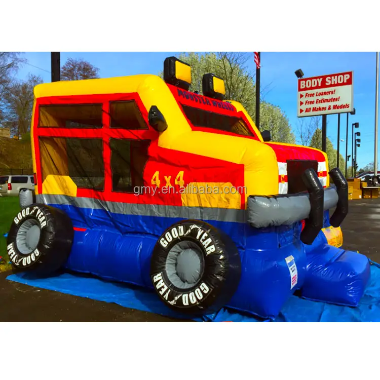 Casa de corrida inflável para caminhão de bombeiros, caminhão monstro, casa rebote