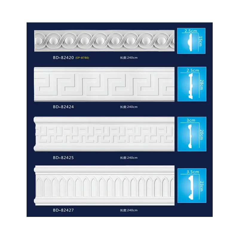 Window trim Polyurethanes Carved White Skirting Cornice Moulding PU ceiling wall moulding plastic mould for window trim