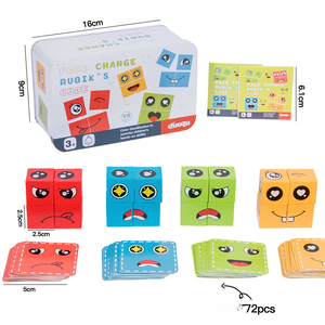 子供の変化するフェイスキューブ楽しいビルディングブロックパズル親子インタラクティブボードゲーム思考パズルおもちゃ - Product Image 2