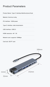 Multifuncional 8 en 1 Usb 2,0 Tipo C Hub Adaptador multifunción para MacBook Pro Laptop Expansion Dock Accesorios de computadora - Product Image 6