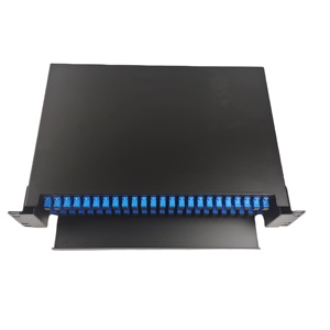 Caja de terminales de fibra montada en rack de 19 pulgadas, cajón deslizante 2u 36 48 96 144, panel de conexión de fibra óptica de tipo de dibujo de distribución de fibras - Product Image 1