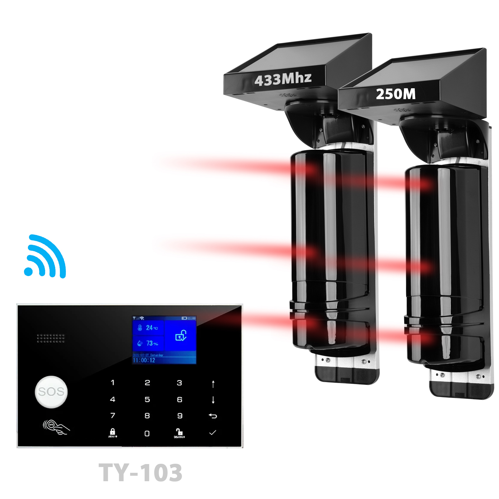 Black 3 beams alarm kit E