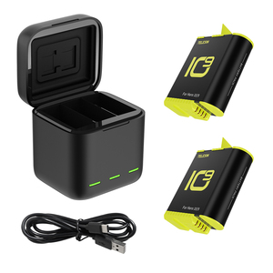 Telesinトリプルチャージャーボックスと2個のバッテリーキットセット、TFカードとGoPro Hero9/10バッテリー用バッテリー収納機能付き - Product Image 1